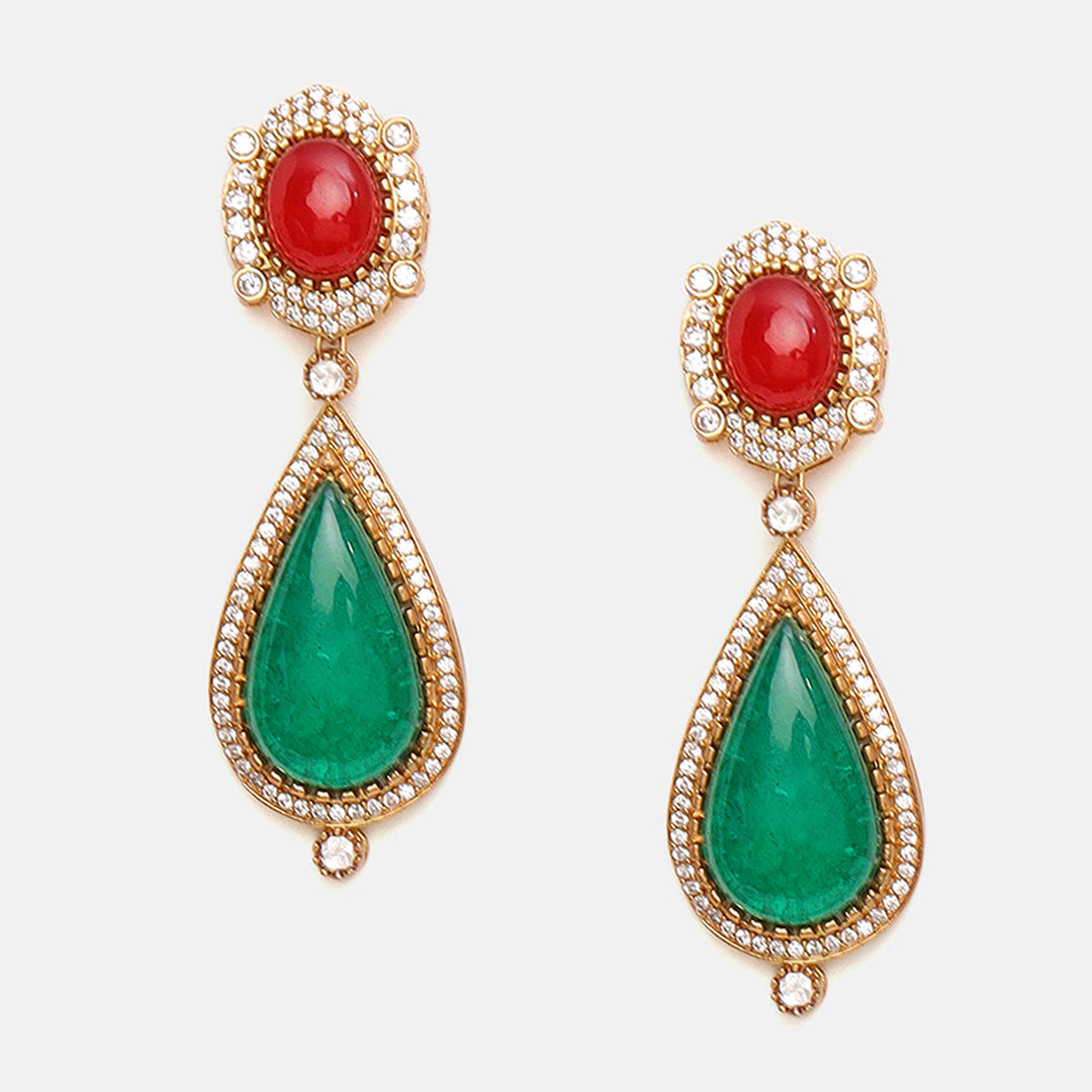 Multi Maharani Kundan and Stonework Necklace with Earrings | SHOBITAM