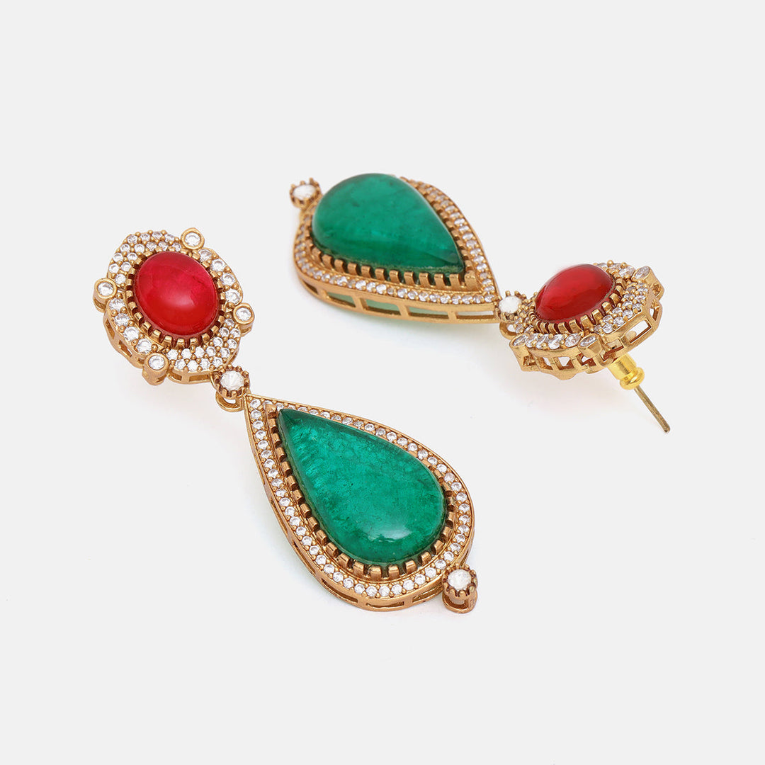 Multi Maharani Kundan and Stonework Necklace with Earrings | SHOBITAM