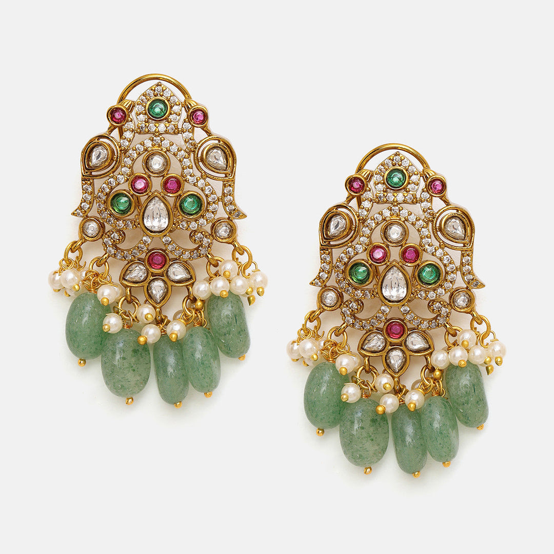Long Kundan Heavy Maharani Necklace with Earrrings | SHOBITAM