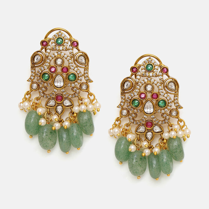 Long Kundan Heavy Maharani Necklace with Earrrings | SHOBITAM