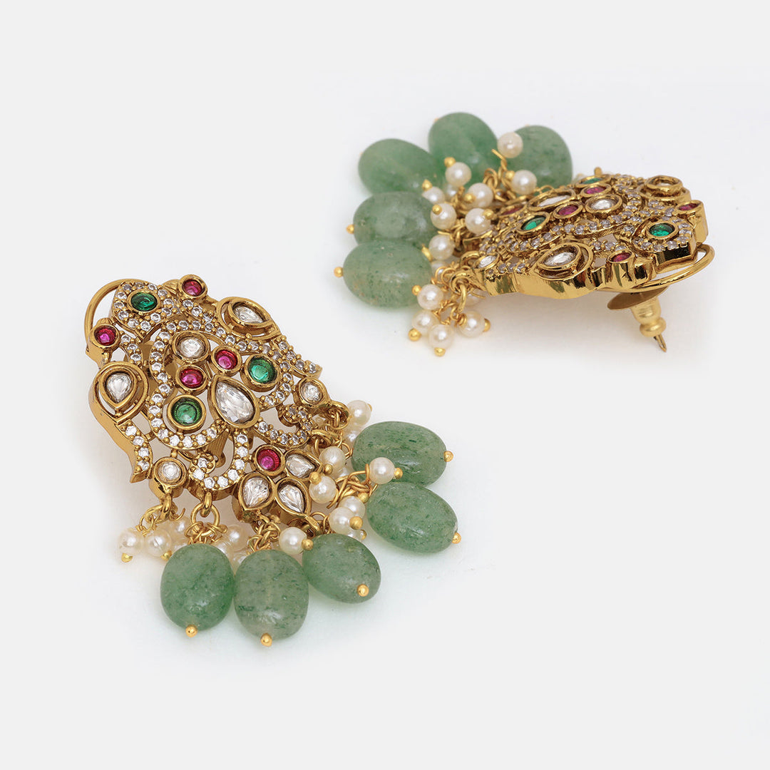 Long Kundan Heavy Maharani Necklace with Earrrings | SHOBITAM
