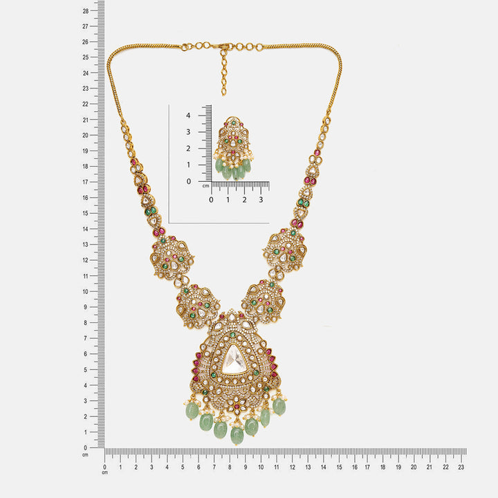 Long Kundan Heavy Maharani Necklace with Earrrings | SHOBITAM