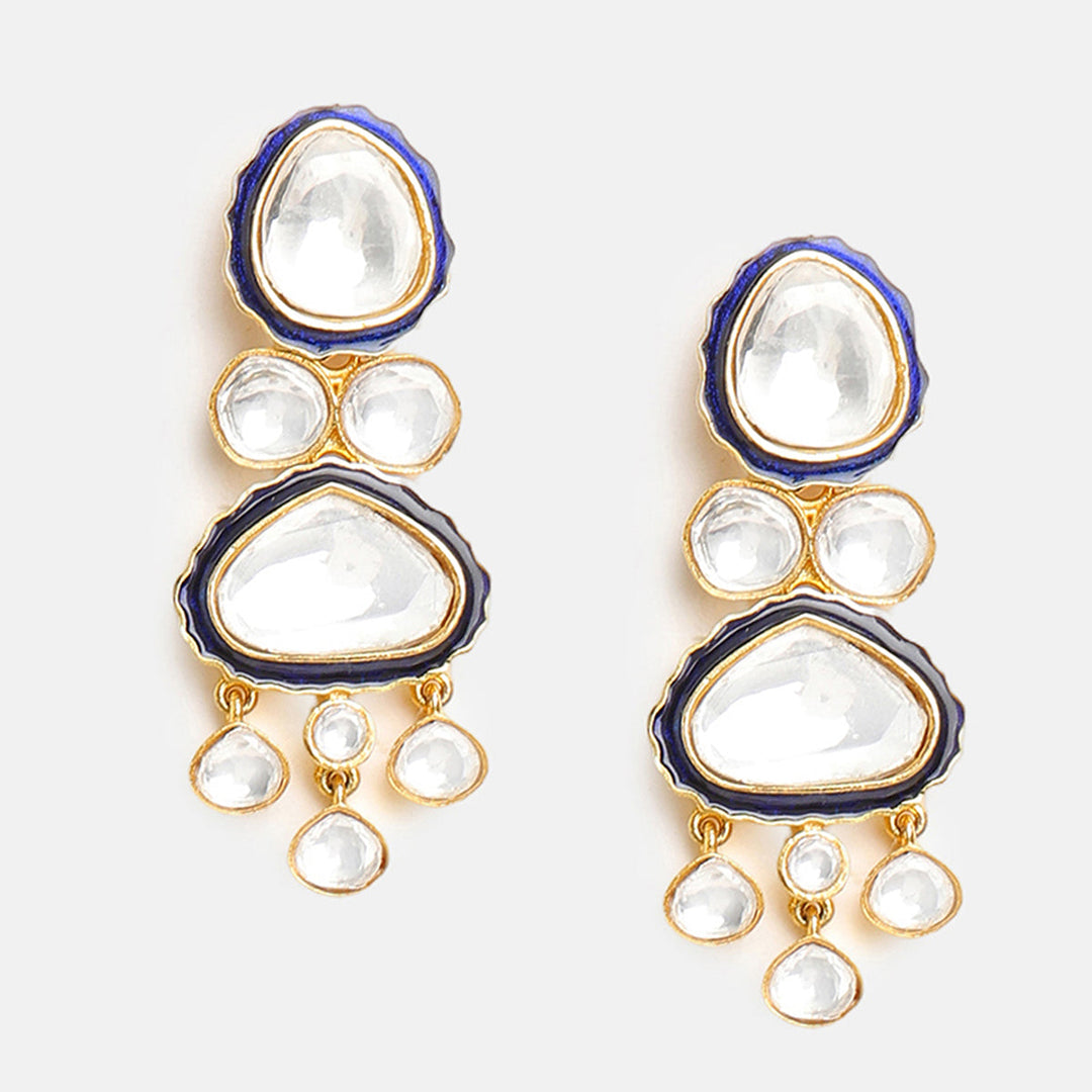 Blue Meenakari Kundan Layered Necklace with Earrings & Maang Tikka | SHOBITAM