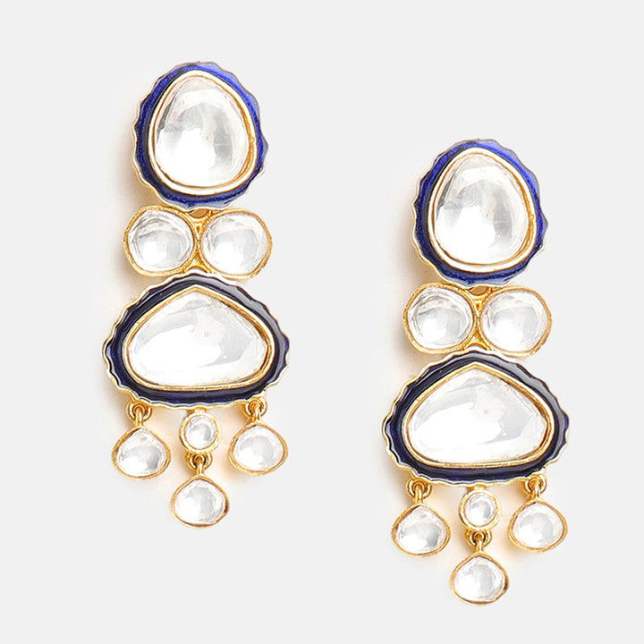Blue Meenakari Kundan Layered Necklace with Earrings & Maang Tikka | SHOBITAM