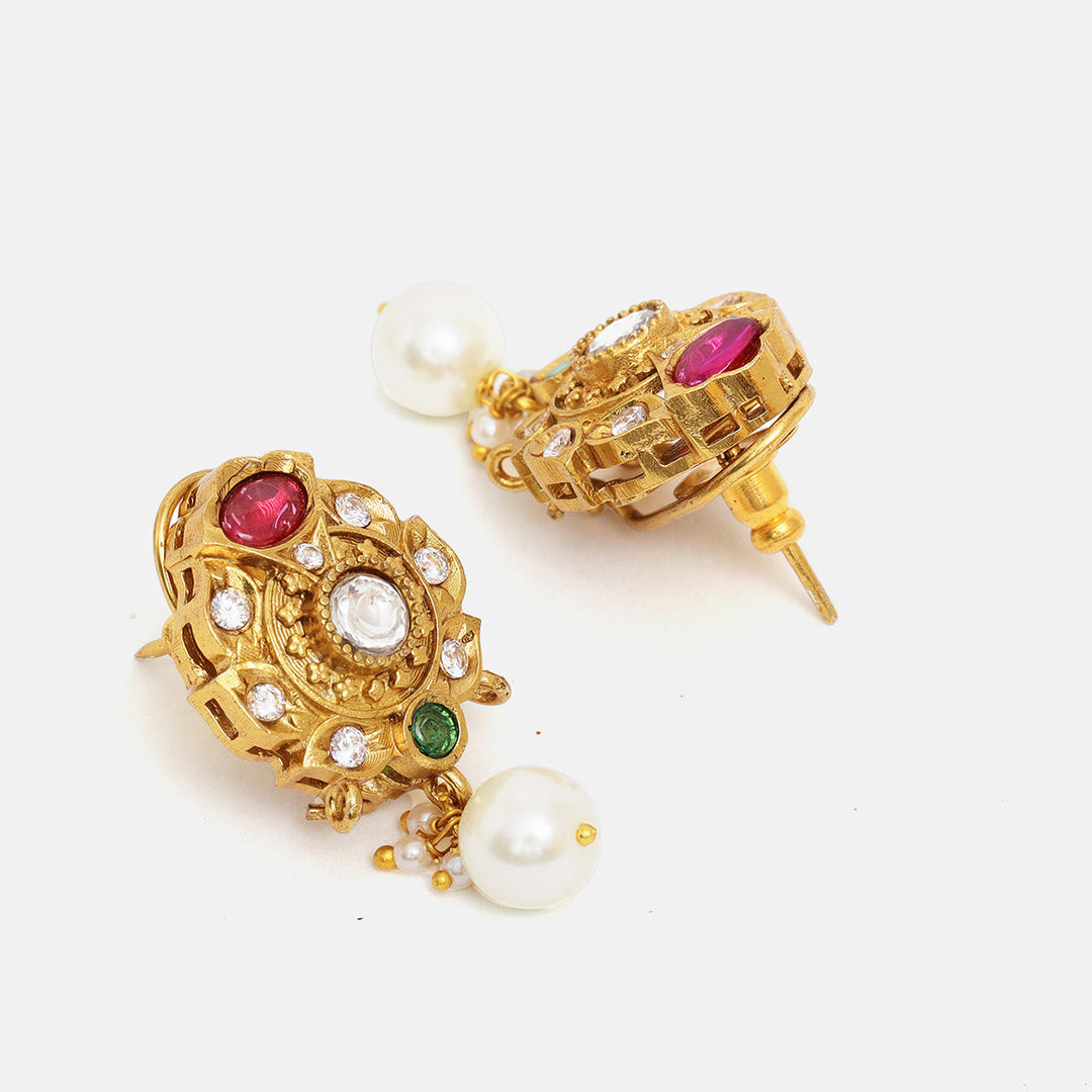 Navratan Kundan Choker with Stud Earrings | SHOBITAM