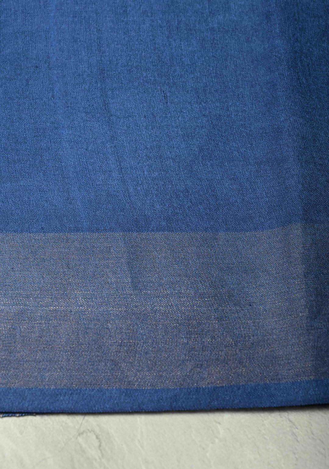 Ink Blue Handloom Tussar Silk Saree with Muted Zari Border and Panel Pallu | SILK MARK CERTIFIED