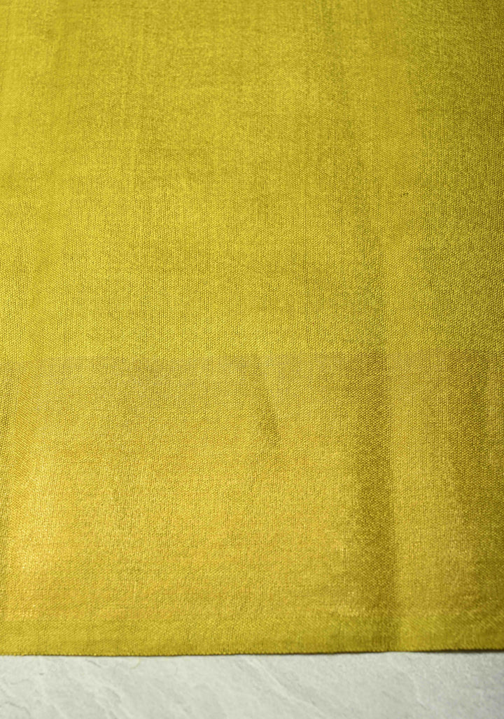 Musturd Yellow Handloom Tussar Silk Saree With Muted Zari Border and Panel Pallu | SILK MARK CERTIFIED