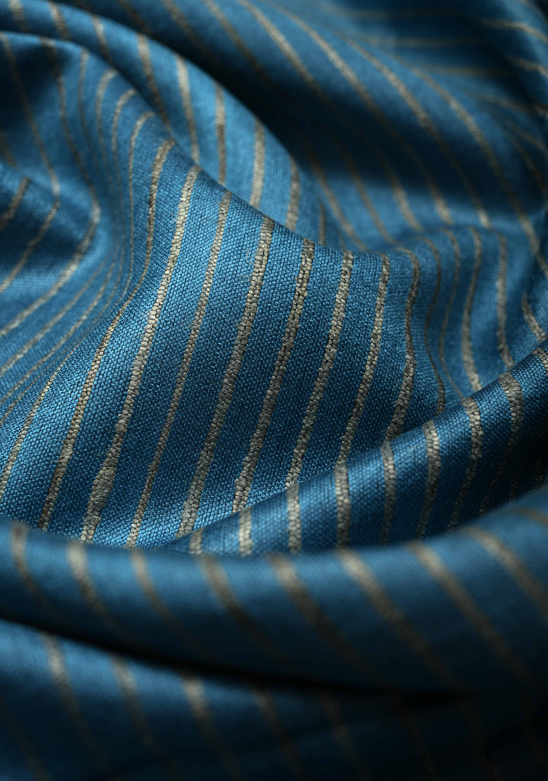 Slate Blue Handloom Tussar Silk Saree with Muted Zari Border and Panel Pallu | SILK MARK CERTIFIED