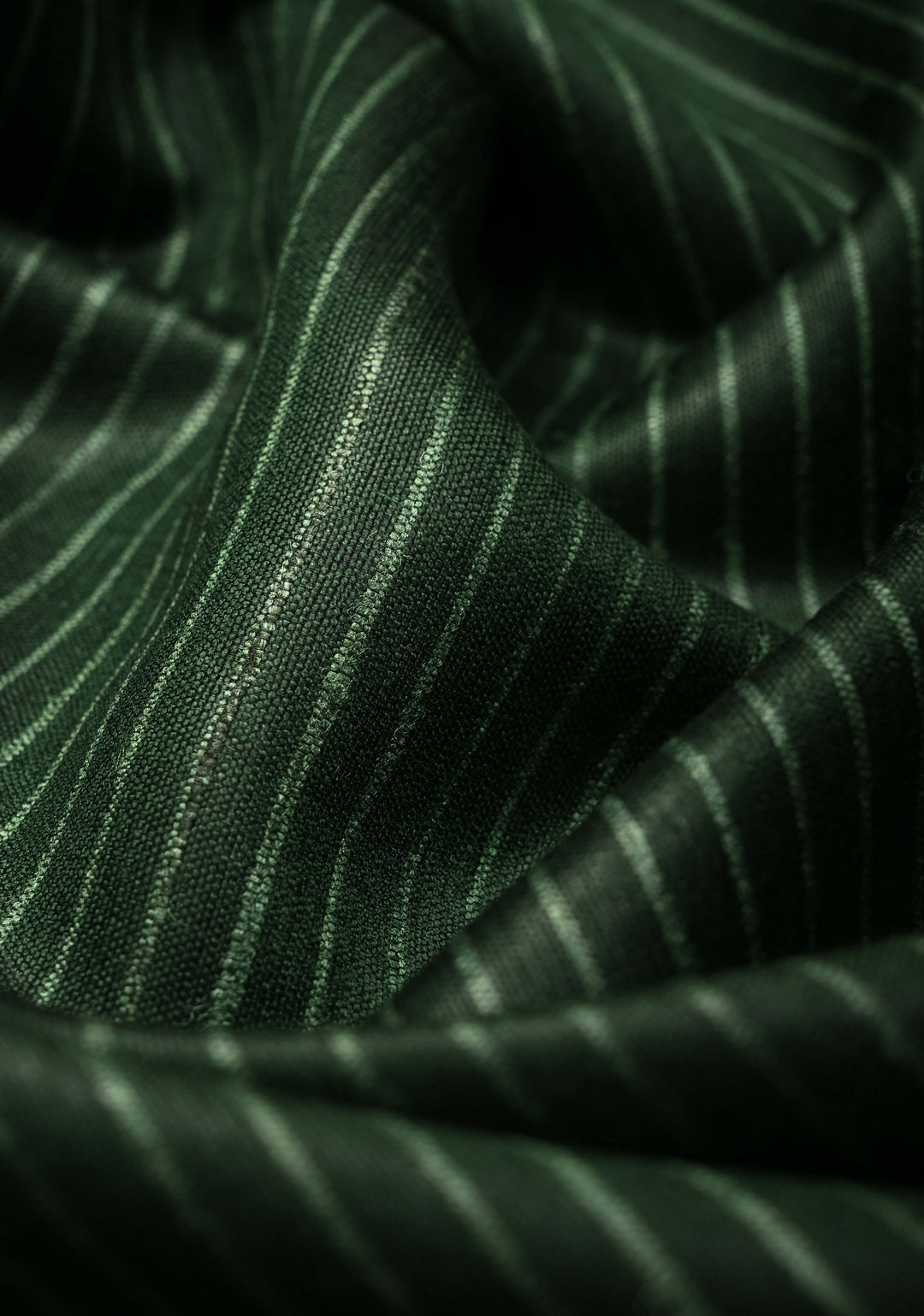 Deep Green Handloom Tussar Silk Saree with Muted Zari Border and Panel Pallu | SILK MARK CERTIFIED