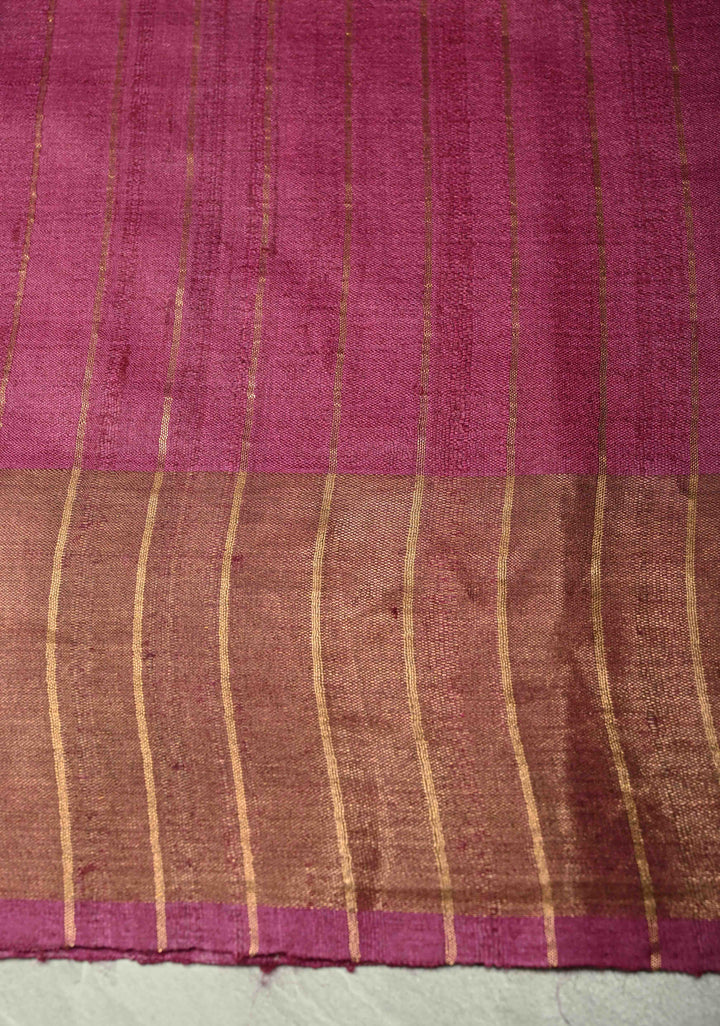 Deep Prussian Blue Pure Handloom Jari Tussar Silk Saree with Block Print Panel and Zari Border | SILK MARK CERTIFIED (Copy)