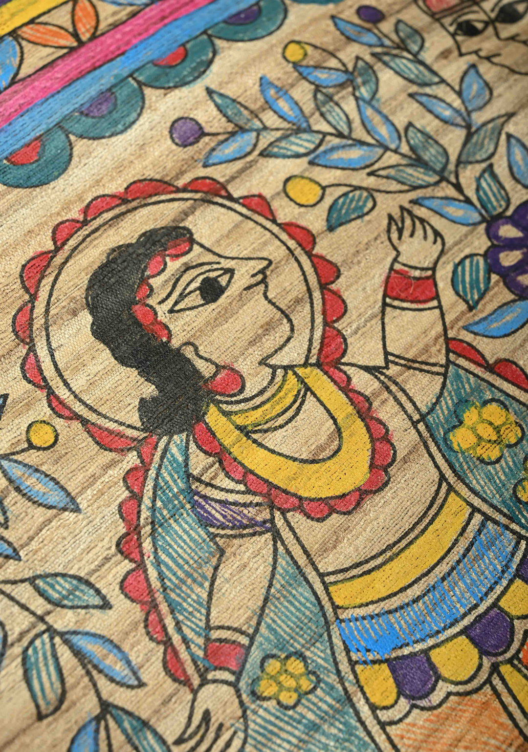 Kora Color Pure Handloom Tussar Silk Saree with Full Body Madhubani Hand-Painted   | SILK MARK CERTIFIED
