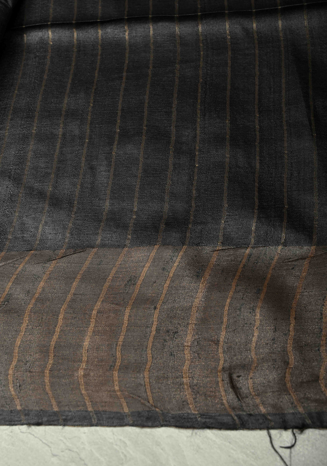 Black Authentic Hand Block Print on Tussar Silk Saree | SILK MARK CERTIFIED