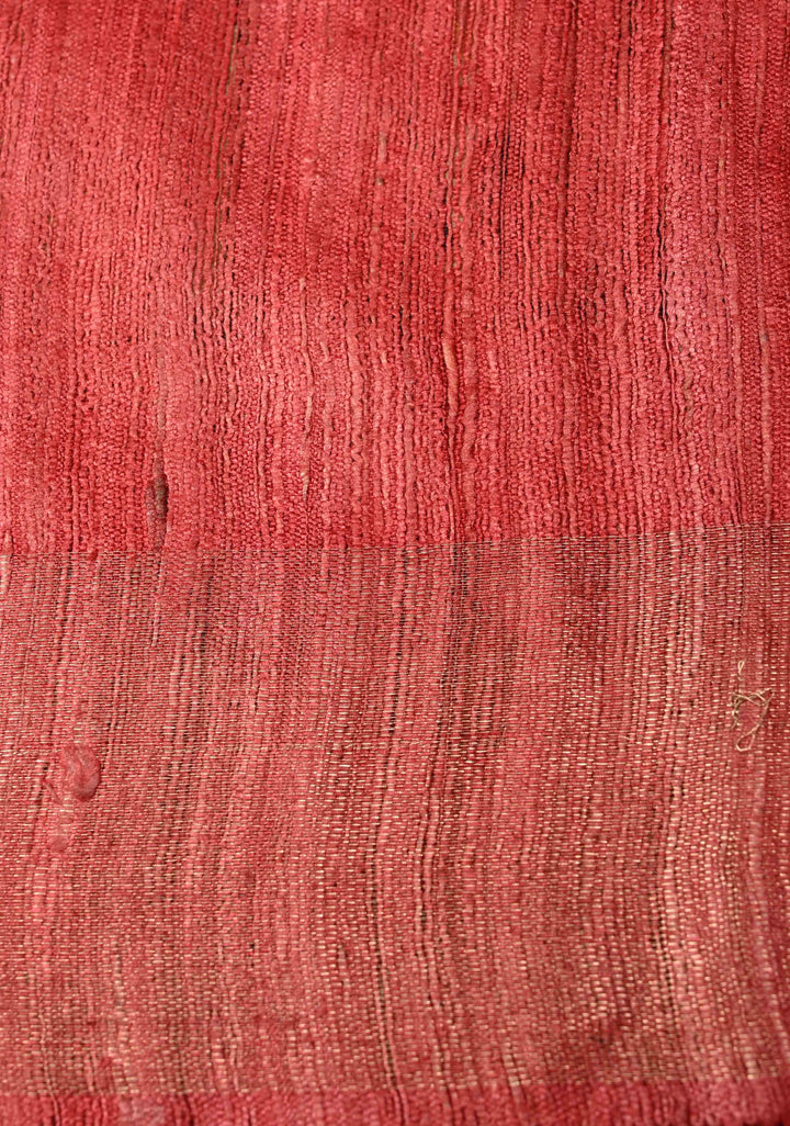 Beige Pure Tribal Tussar Silk Saree with Ikkat Print And Muted Zari Border | SILK MARK CERTIFIED