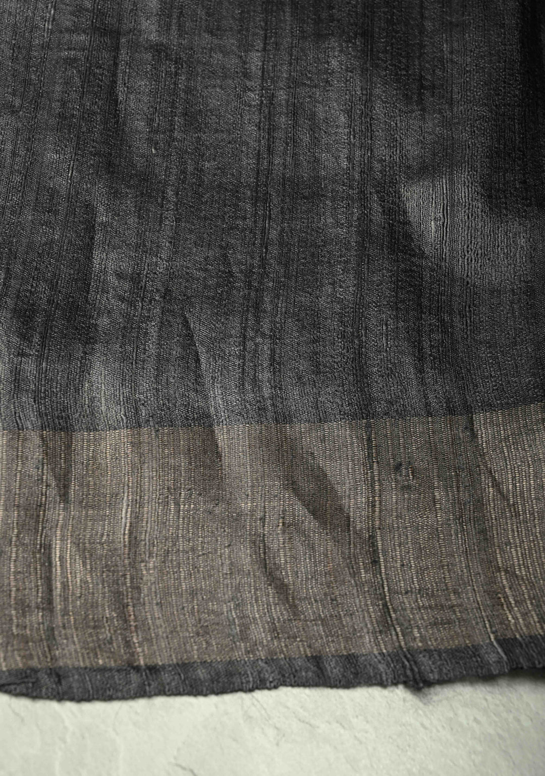 Black Authentic Hand Block Print on Tussar Silk Saree | SILK MARK CERTIFIED