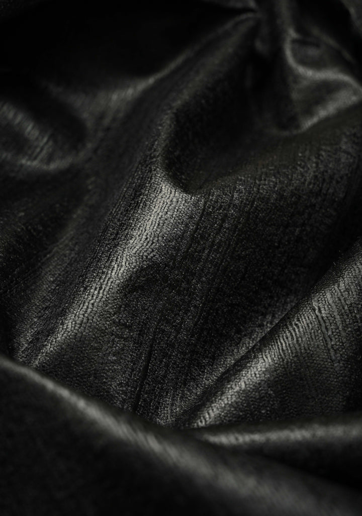 Black Authentic Hand Block Print on Tussar Silk Saree | SILK MARK CERTIFIED