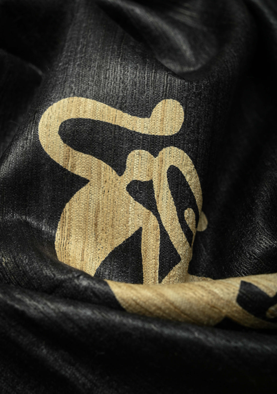 Charcoal Black Handloom Tribal Tussar Madhubani Katiya Saree With Hand Block Print | SILK MARK CERTIFIED