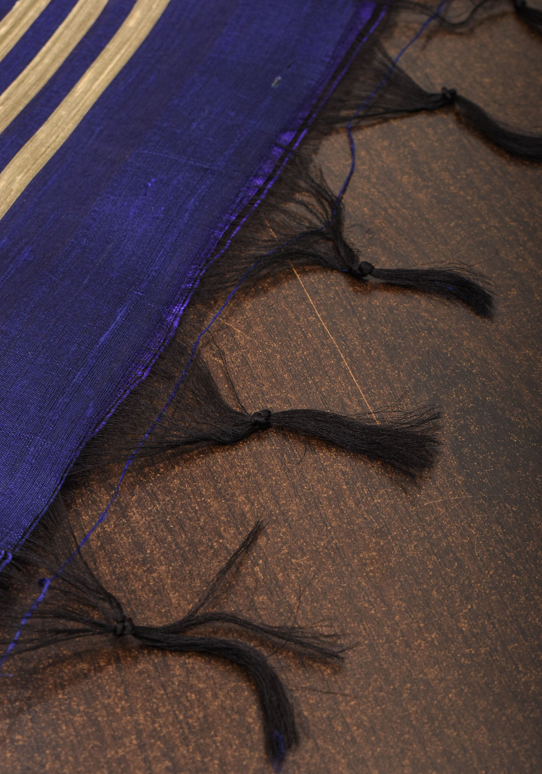 Pure Raw Silk Saree in Blue and Tissue Zari Border | SILK MARK CERTIFIED