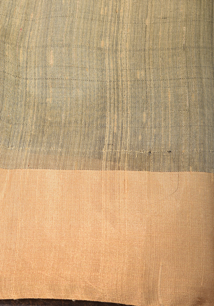 Pure Raw Silk Saree in Blue and Tissue Zari Border | SILK MARK CERTIFIED