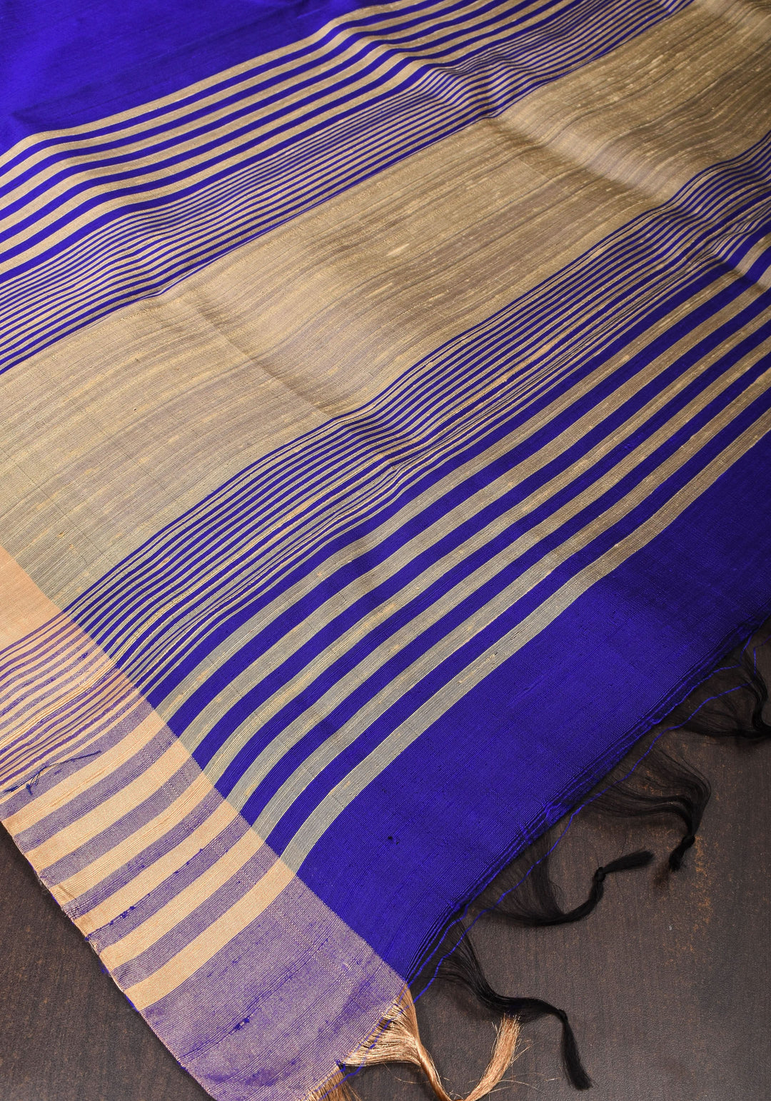 Royal Blue Pure Raw Silk Saree and Tissue Zari Border | SILK MARK CERTIFIED | SHOBITAM