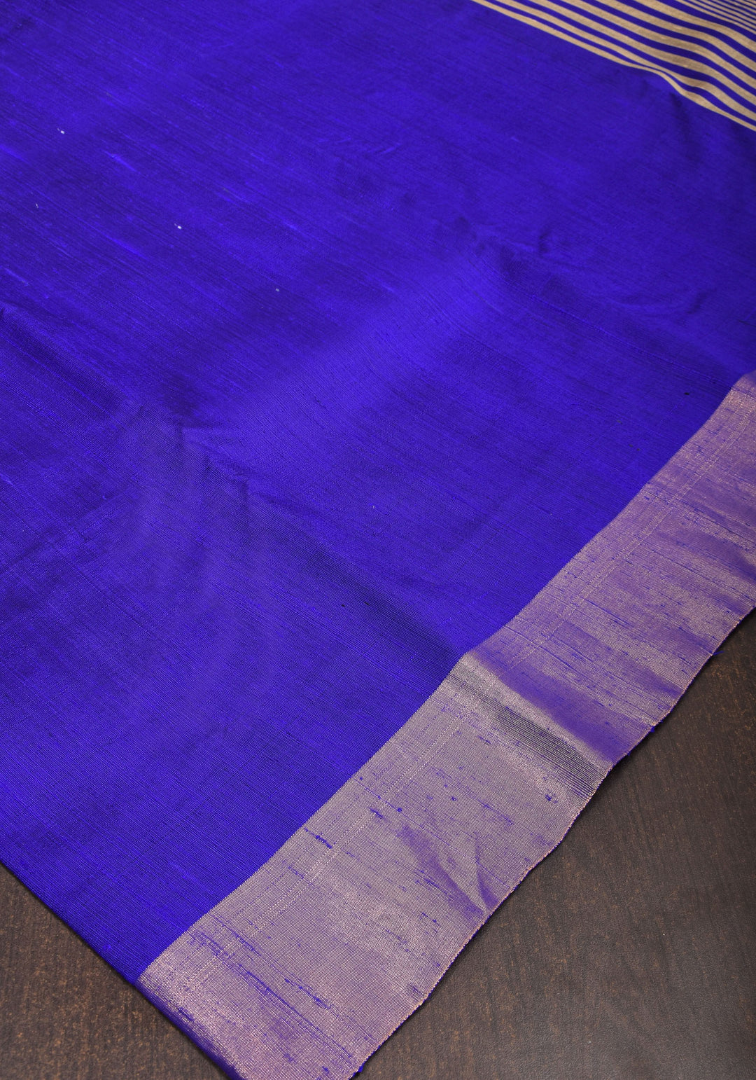 Royal Blue Pure Raw Silk Saree and Tissue Zari Border | SILK MARK CERTIFIED | SHOBITAM