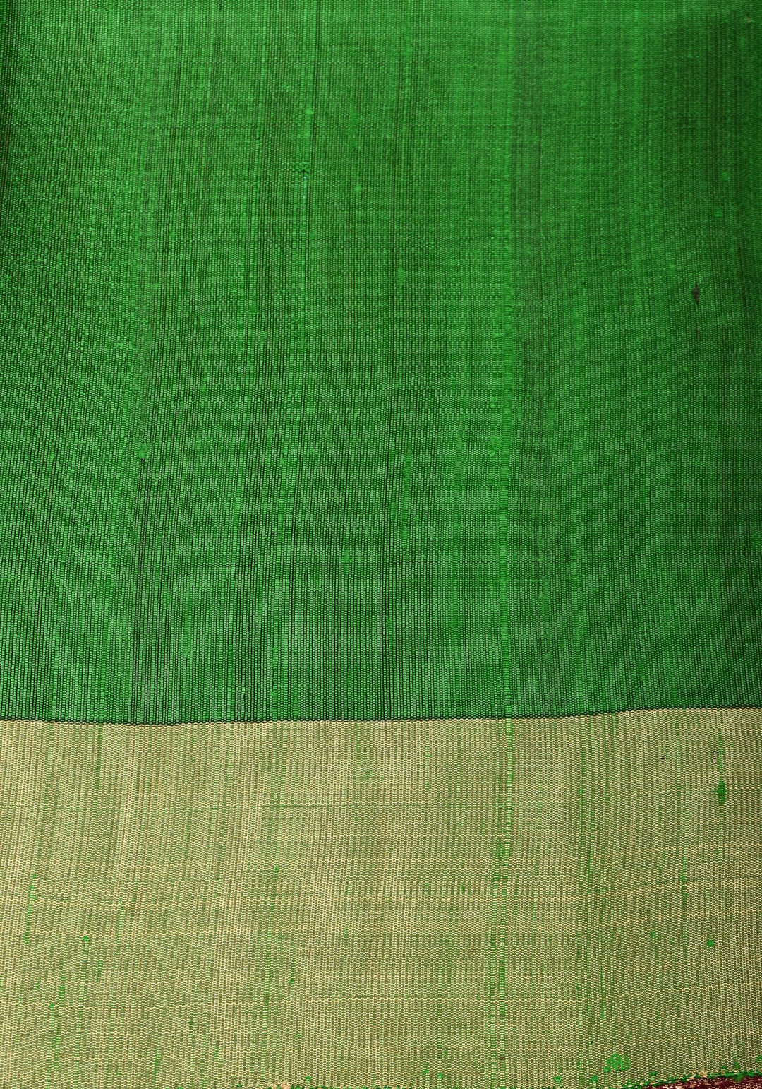Red and Green Pure Raw Silk Saree with Tissue Zari Border | SILK MARK CERTIFIED