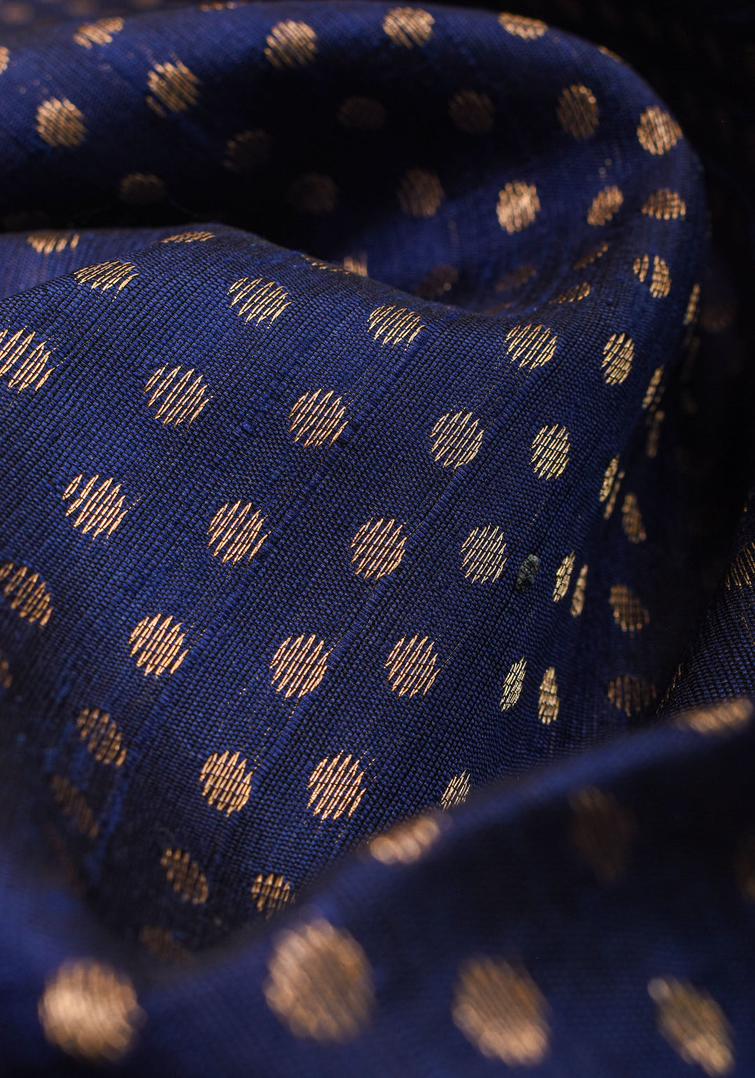 Midnight Blue and Pink Pure Raw Silk Saree  with Full Body Zari buttas | SILK MARK CERTIFIED