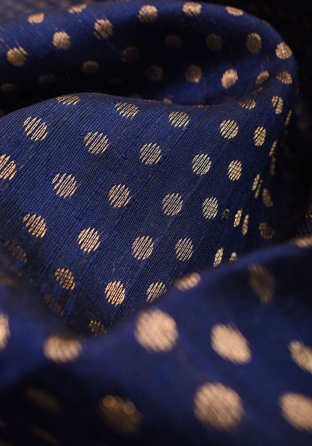 Midnight Blue and Pink Pure Raw Silk Saree  with Full Body Zari buttas | SILK MARK CERTIFIED