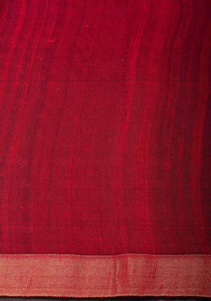Blue and Red Pure Raw Silk Saree with Full Body Zari buttas | SILK MARK CERTIFIED