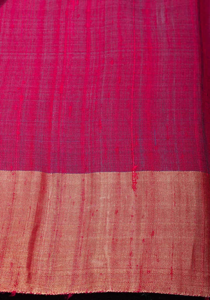 Sea Green and Pink Pure Raw SIlk Saree with Tissue Zari Borders| SILK MARK CERTIFIED