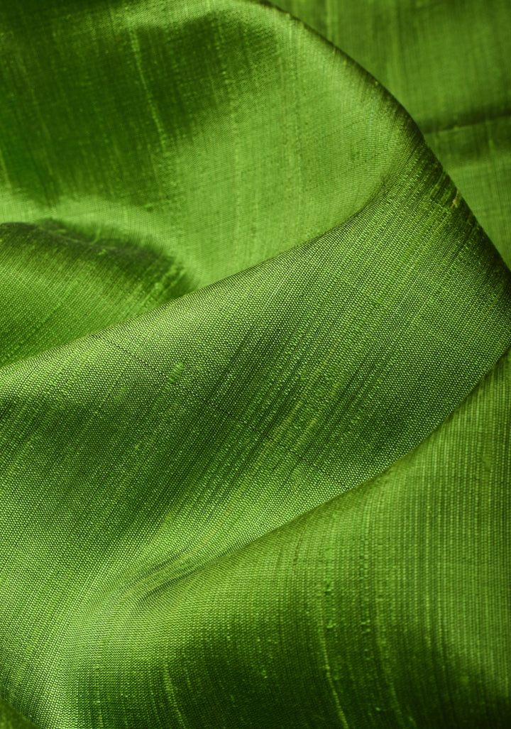 Radiant Green Raw Silk Saree with Tissue Zari Border and Vibrant Red Pallu| SILK MARK CERTIFIED