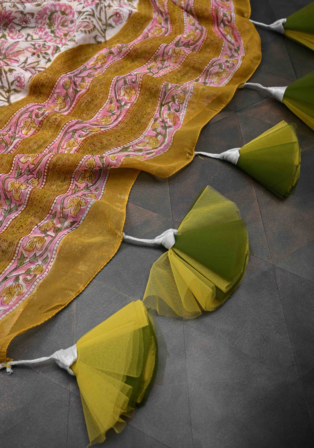 Unique Mustard Georgette Saree with Sanganeri Hand Block Print