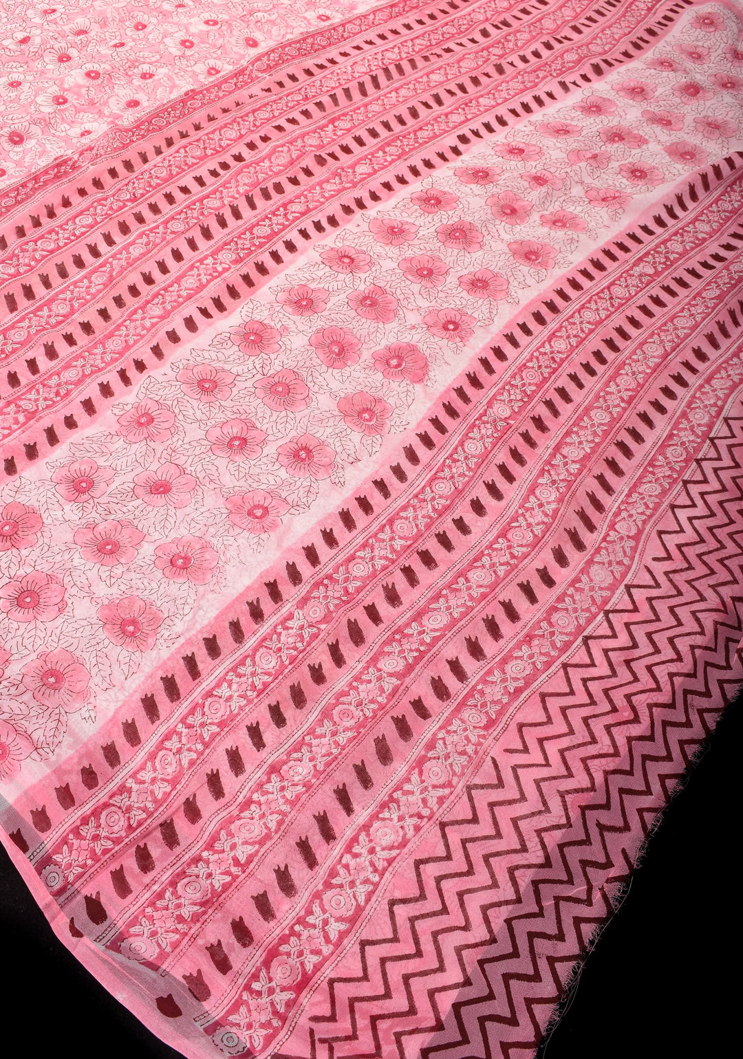 Pale Pink Georgette Saree with Sanganeri Hand Block Print