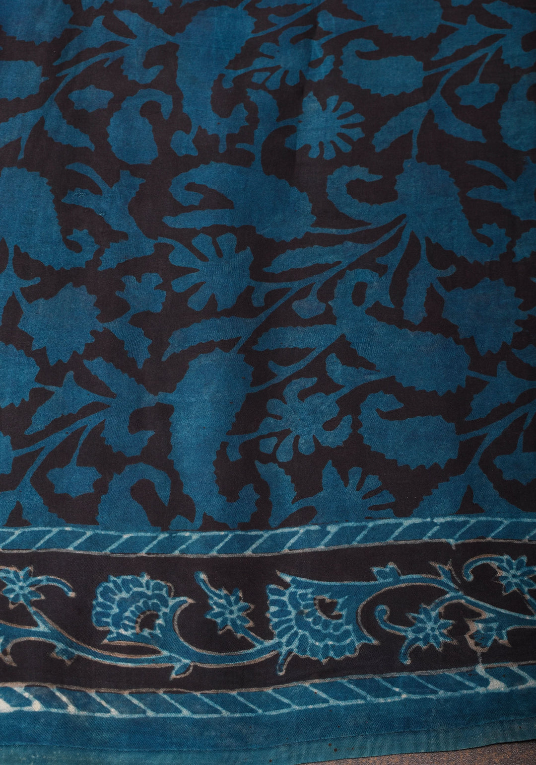 Vanaspati Hand Block Print on Modal Silk Saree in rare Gray Blue