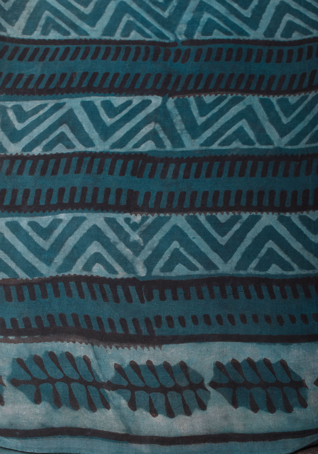 Vanaspati Hand Block Print on Modal Silk Saree in Gray Blue