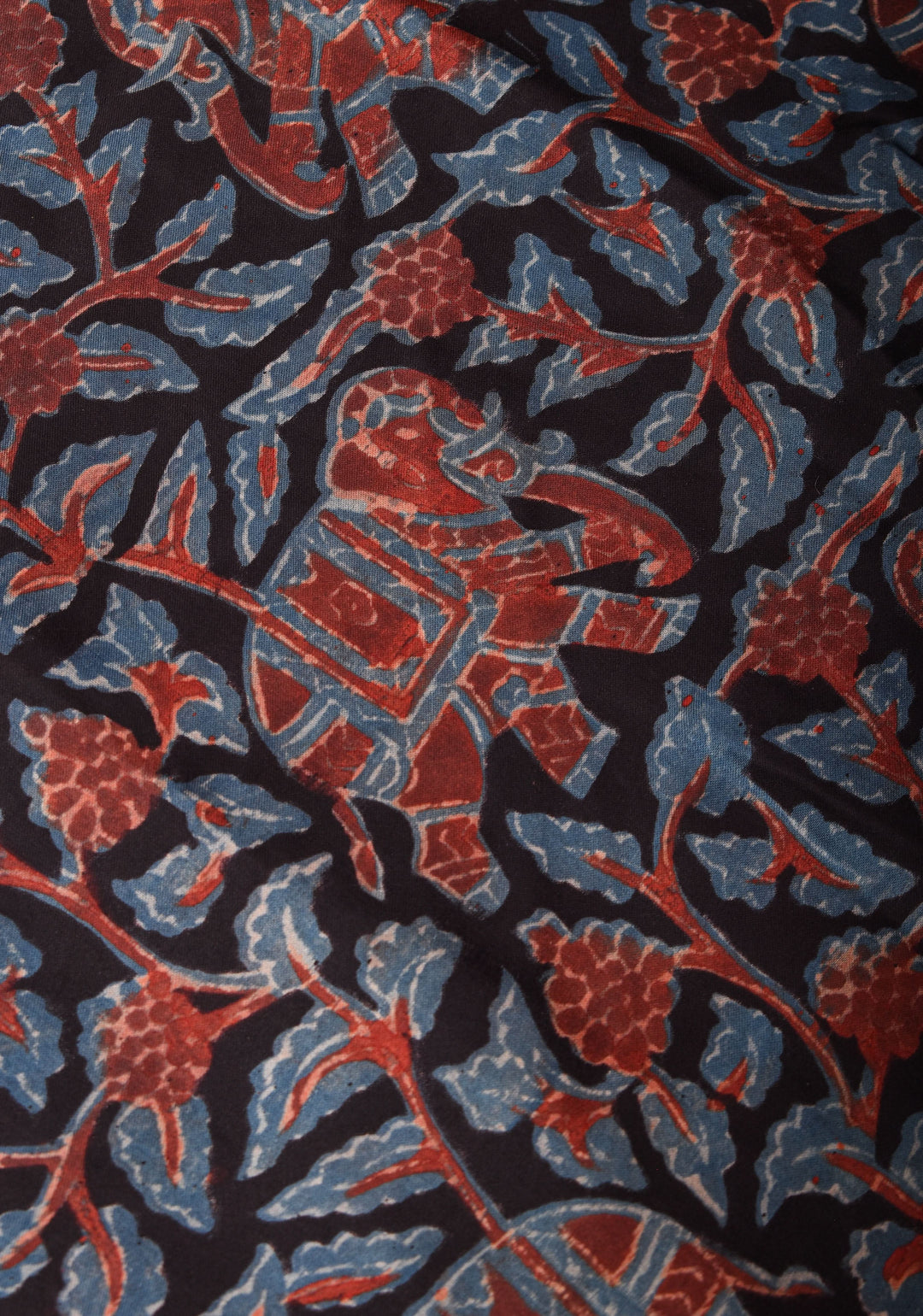 Black Ajrakh Hand Block Print on Modal Silk Saree