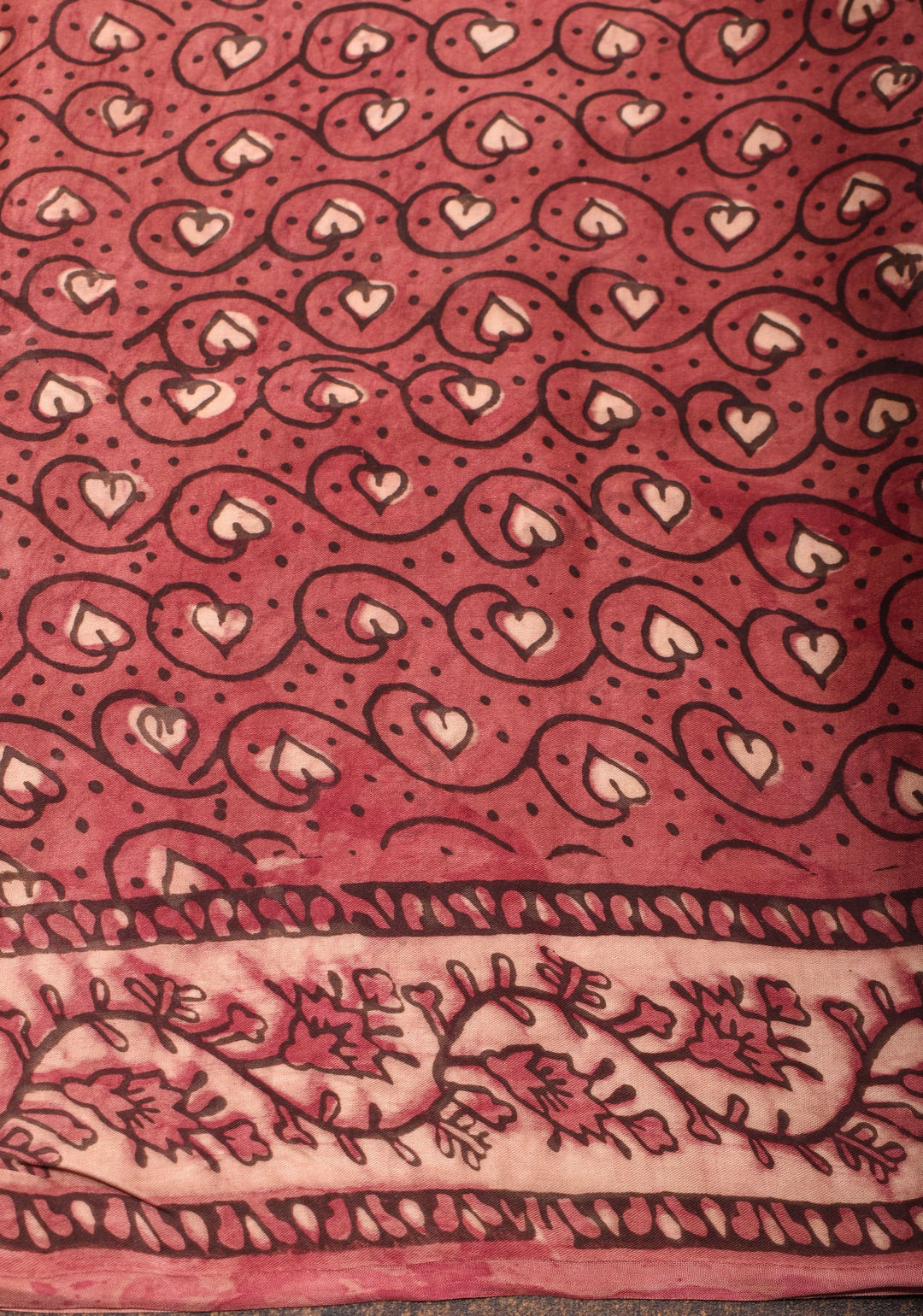 Vanaspati Hand Block Print on Modal Silk Saree with Chevron Pattern in Multicolor