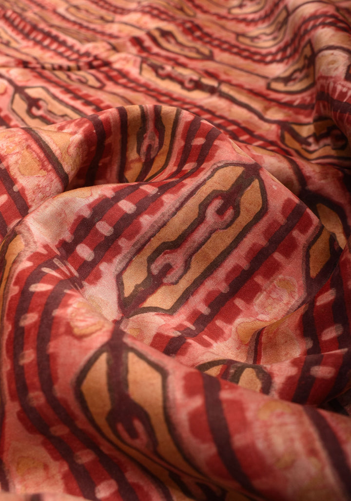 Vanaspati Hand Block Print on Modal Silk Saree in Red
