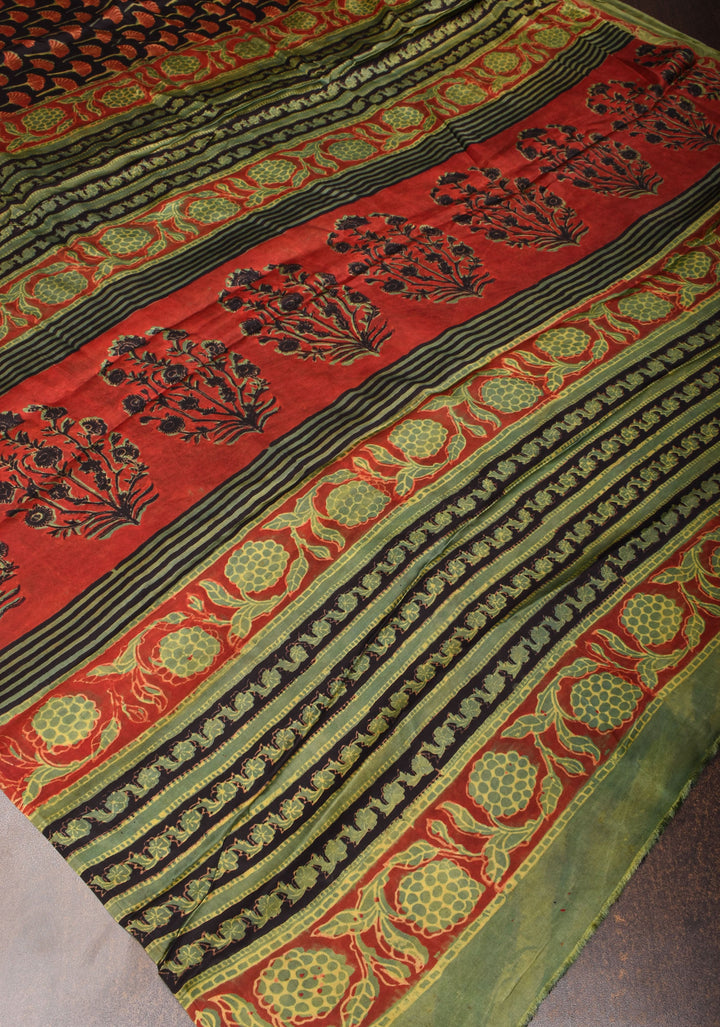 Vanaspati Hand Block Print on Modal Silk Saree in Black