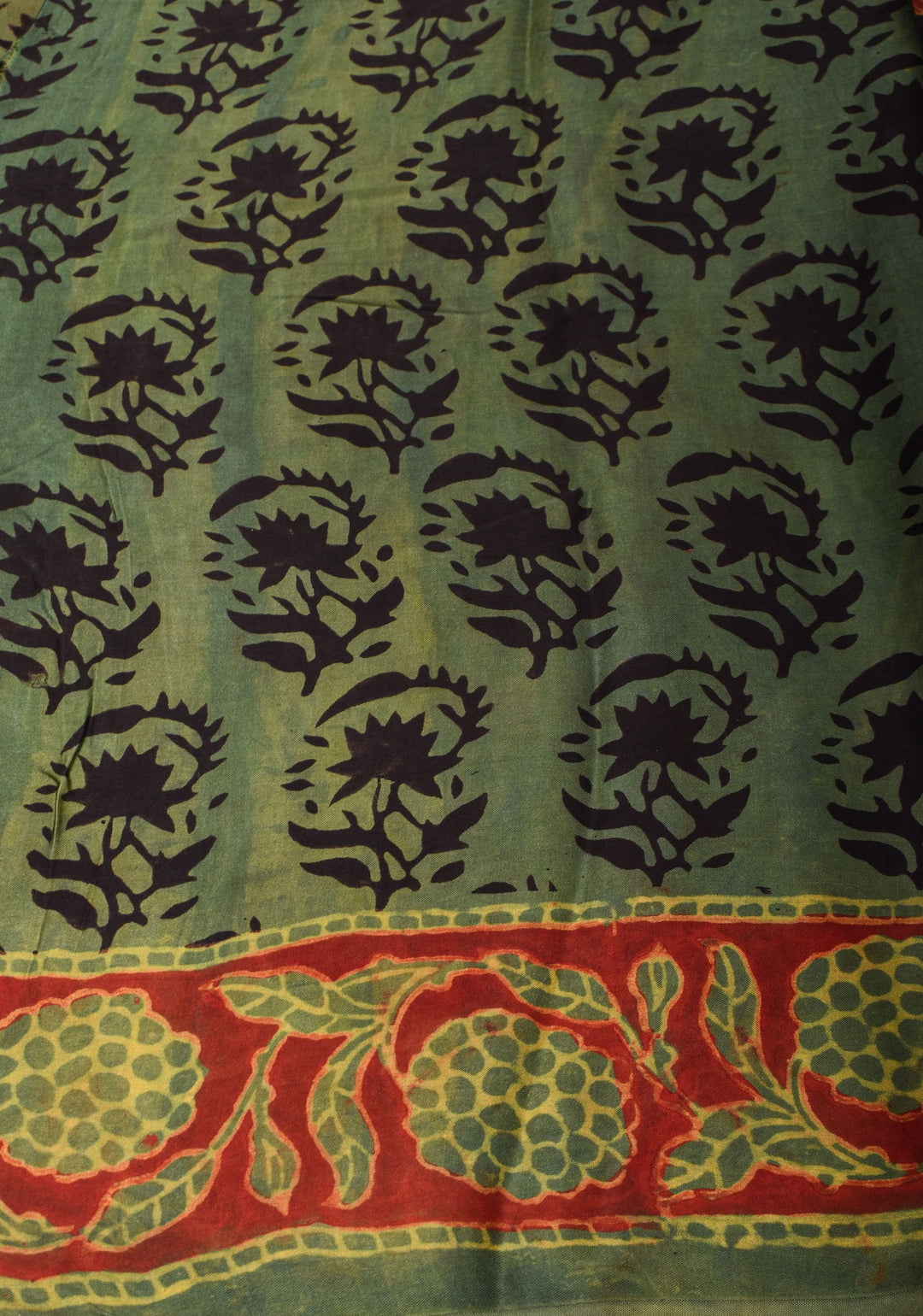 Vanaspati Hand Block Print on Modal Silk Saree in Black