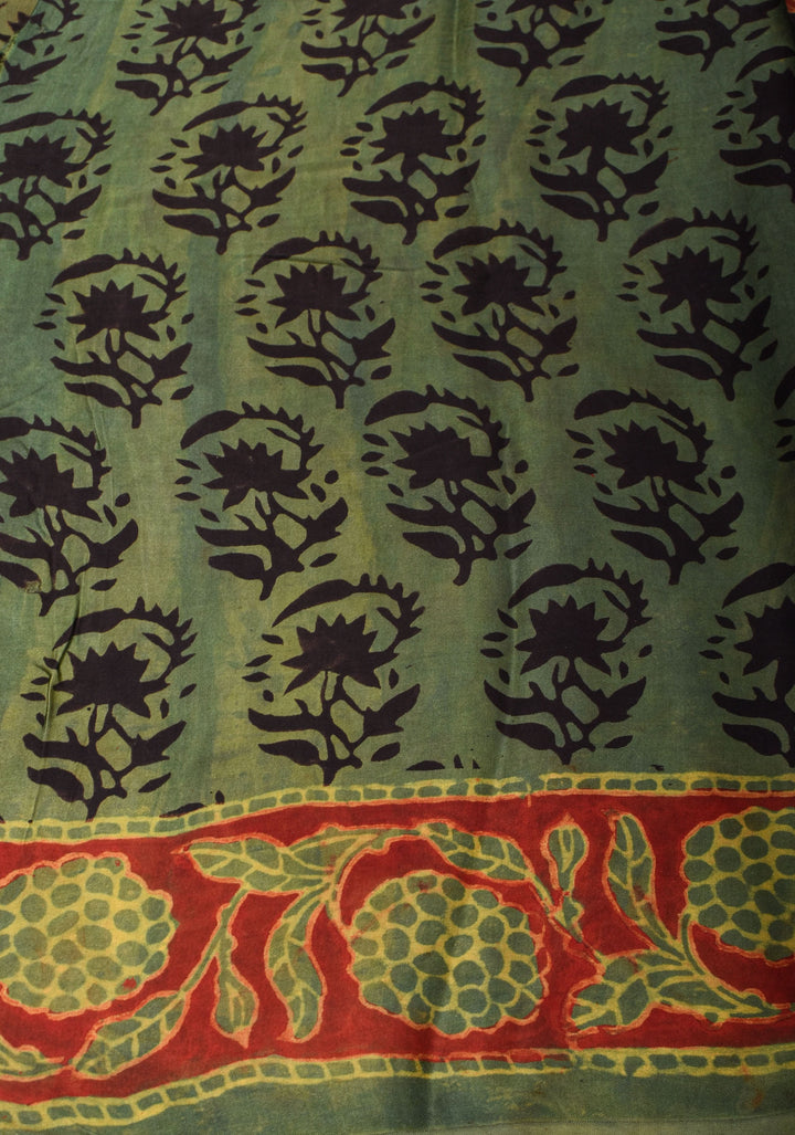Vanaspati Hand Block Print on Modal Silk Saree in Black