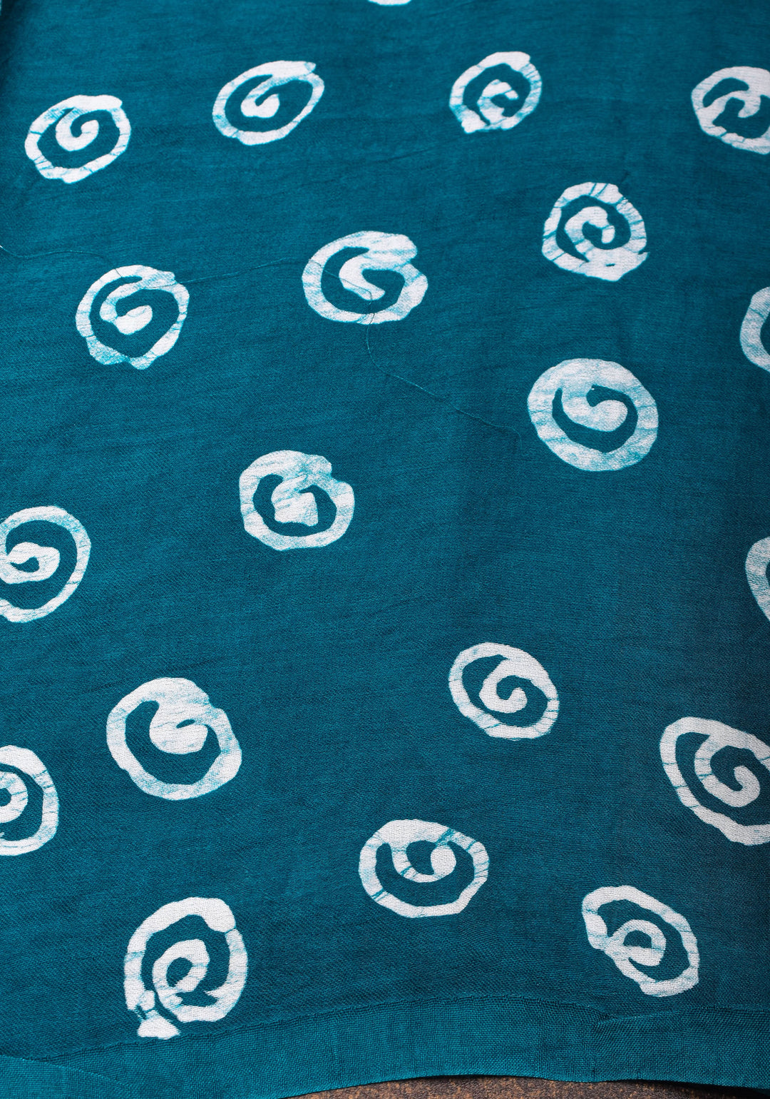 Dark Teal Batik Print on Modal Silk Saree