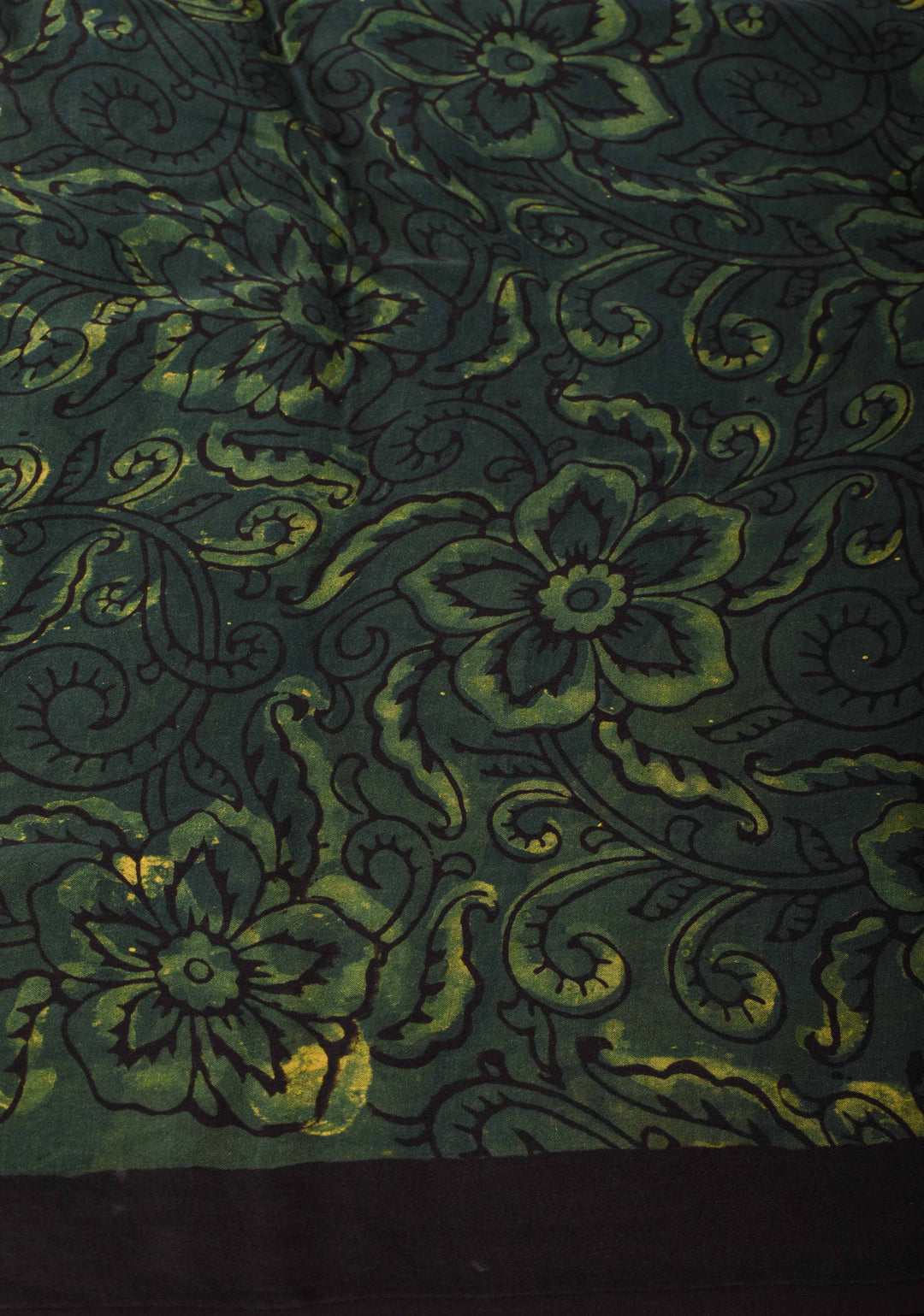 Vanaspati Hand Block Print on Modal Silk Saree in Green