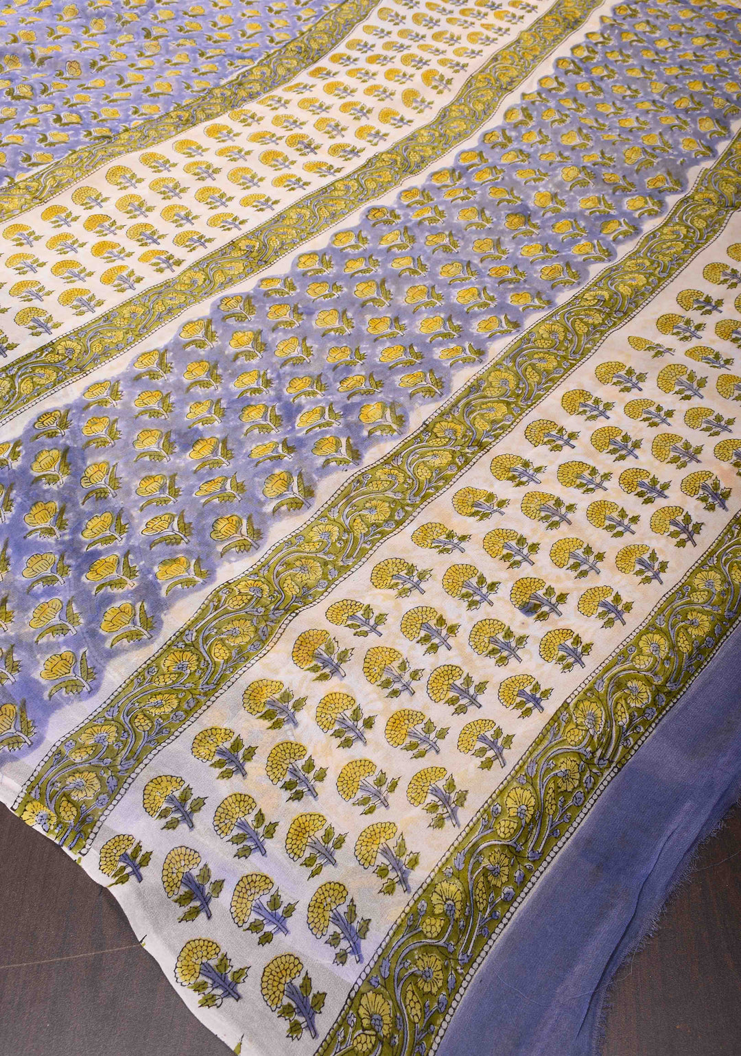 Blue Georgette Saree with Sanganeri Hand Block Print