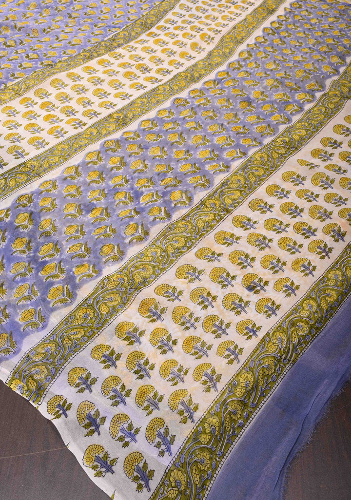Blue Georgette Saree with Sanganeri Hand Block Print