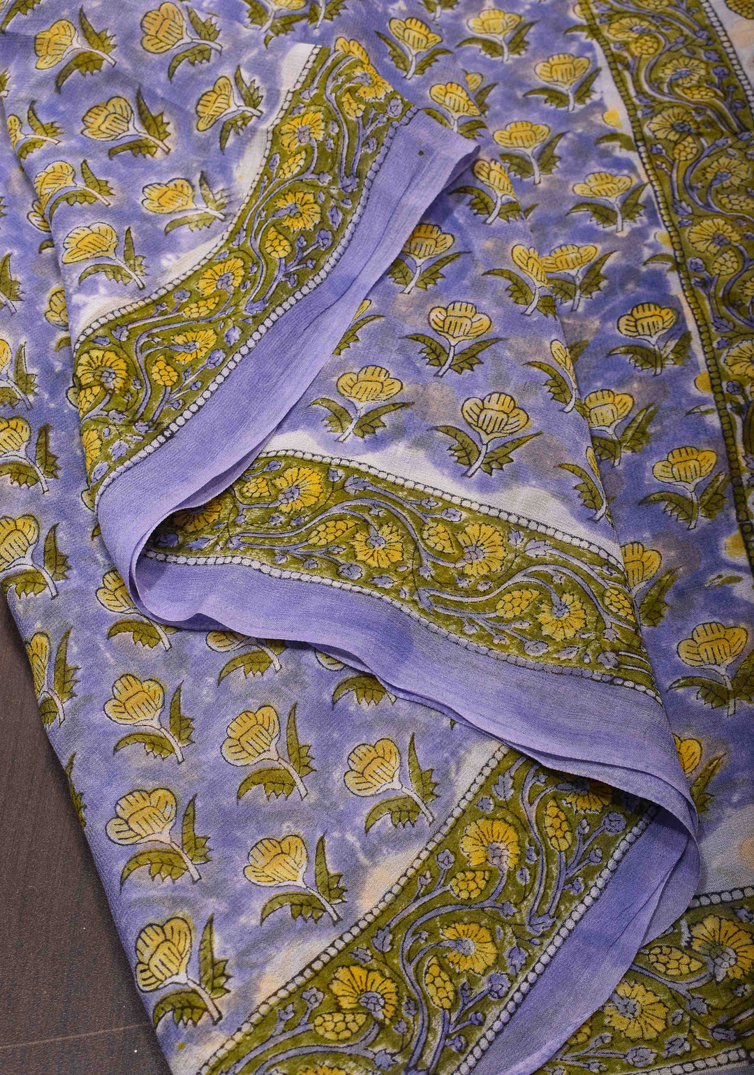 Blue Georgette Saree with Sanganeri Hand Block Print