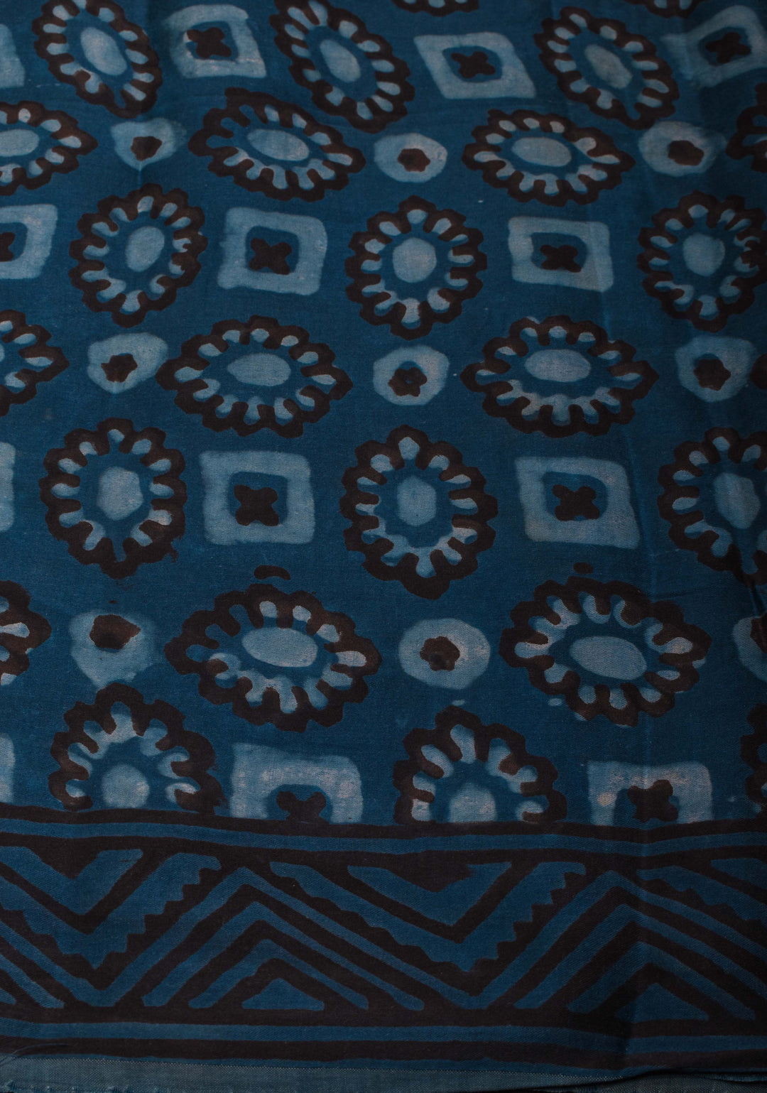 Indigo Vanaspati Hand Block Print on Modal Silk Saree