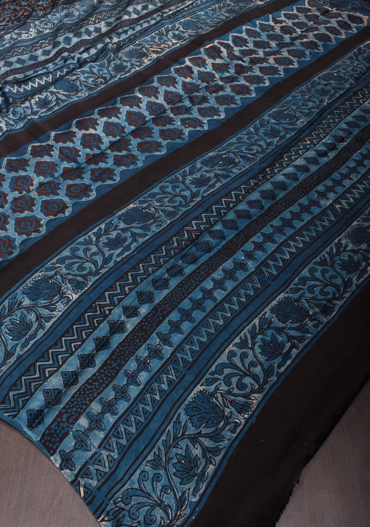 Deep Mauve Vanaspati Hand Block Print on Modal Silk Saree (Copy)