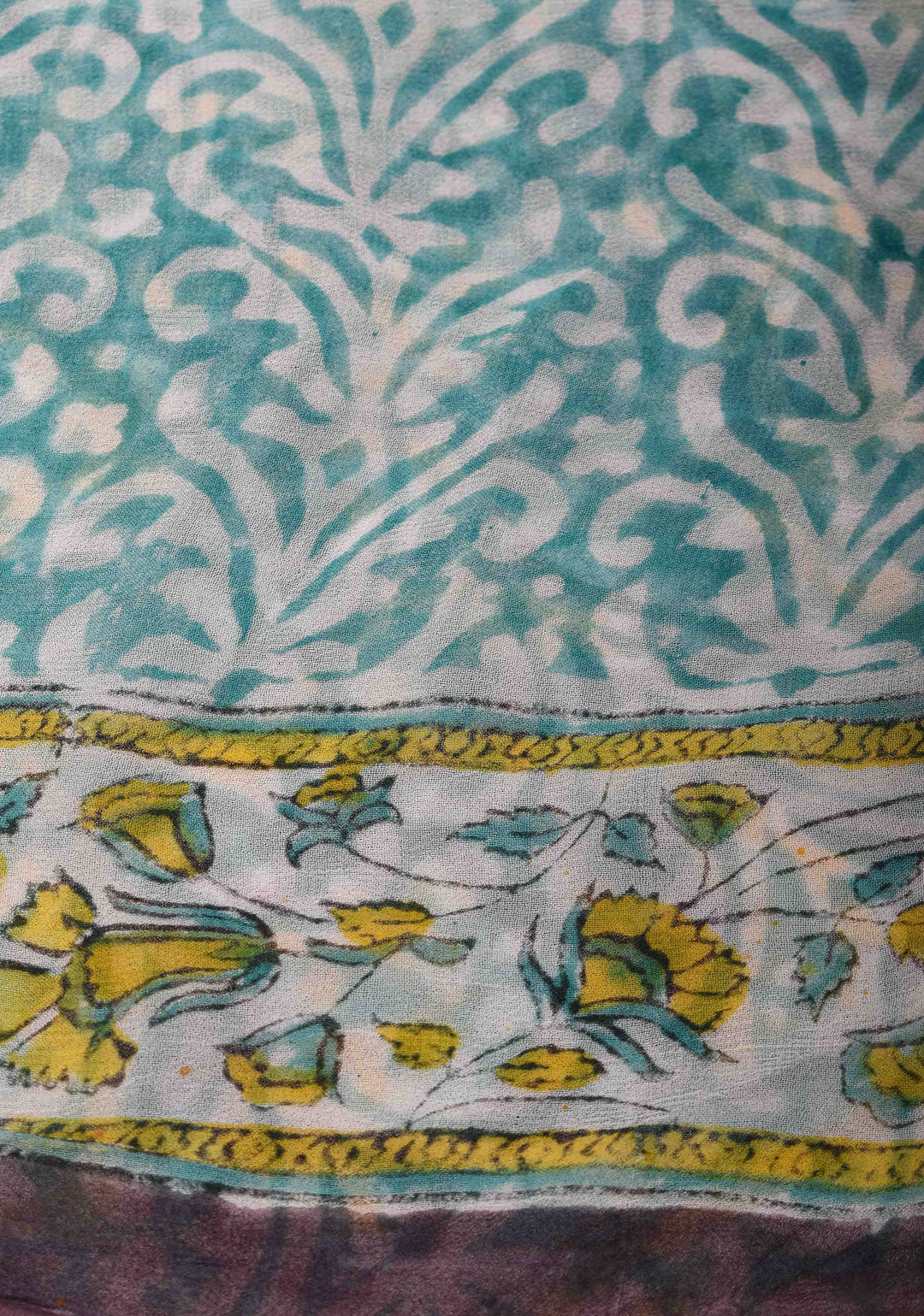Plum Georgette Saree with Sanganeri Hand Block Print