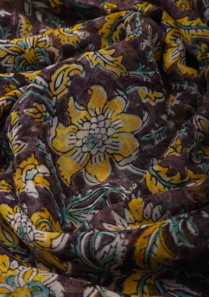 Black Georgette Saree with Sanganeri Hand Block Print