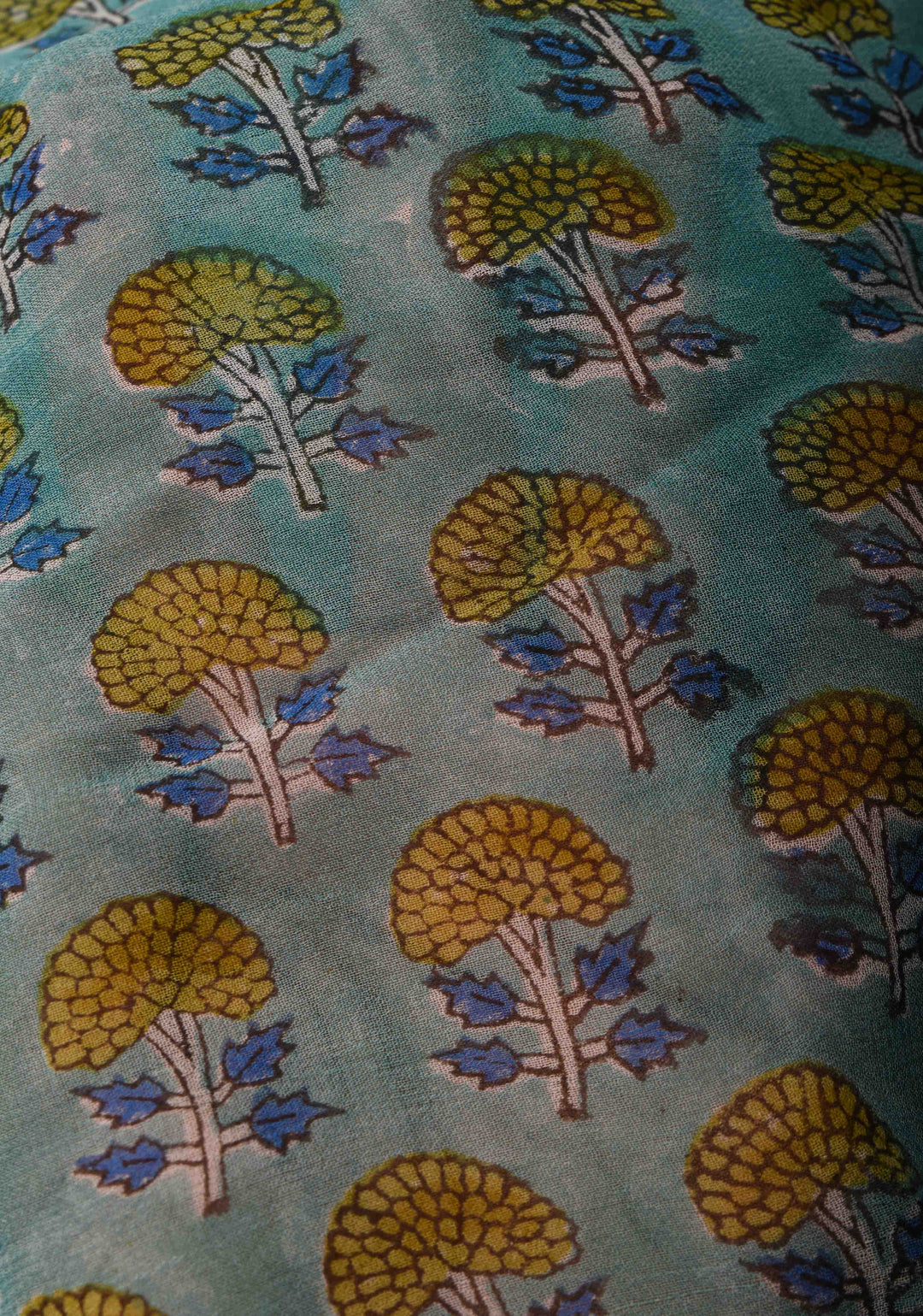 Teal Georgette Saree with Sanganeri Hand Block Print